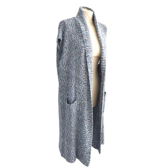 NWT Cabi Blue Gray Knit Duster Cardigan Women’s S Long Open Front Pockets Cozy - Picture 2 of 8